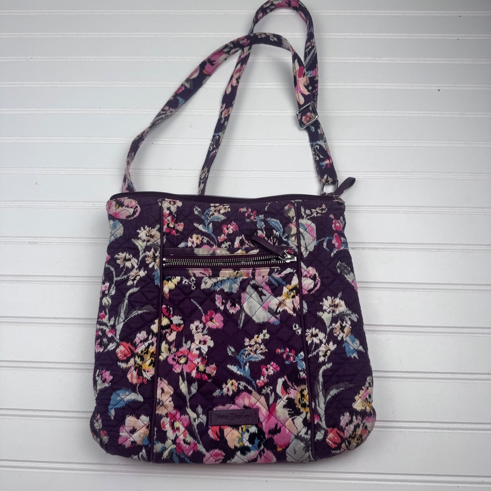 Vera Bradley Cotton Purple Floral Indiana Rose Hipseter Crossbody